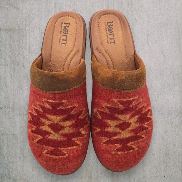Born Bandy Clogs Women's Size 8 39 Red Blanket Southwest Handwoven Aztec - Picture 2 of 8